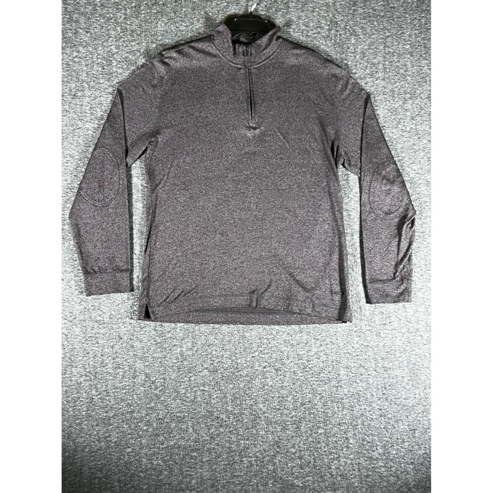 Rodd & Gunn Mens XL Quarter Zip Pullover Burgundy Gray Textured Elbow Patches